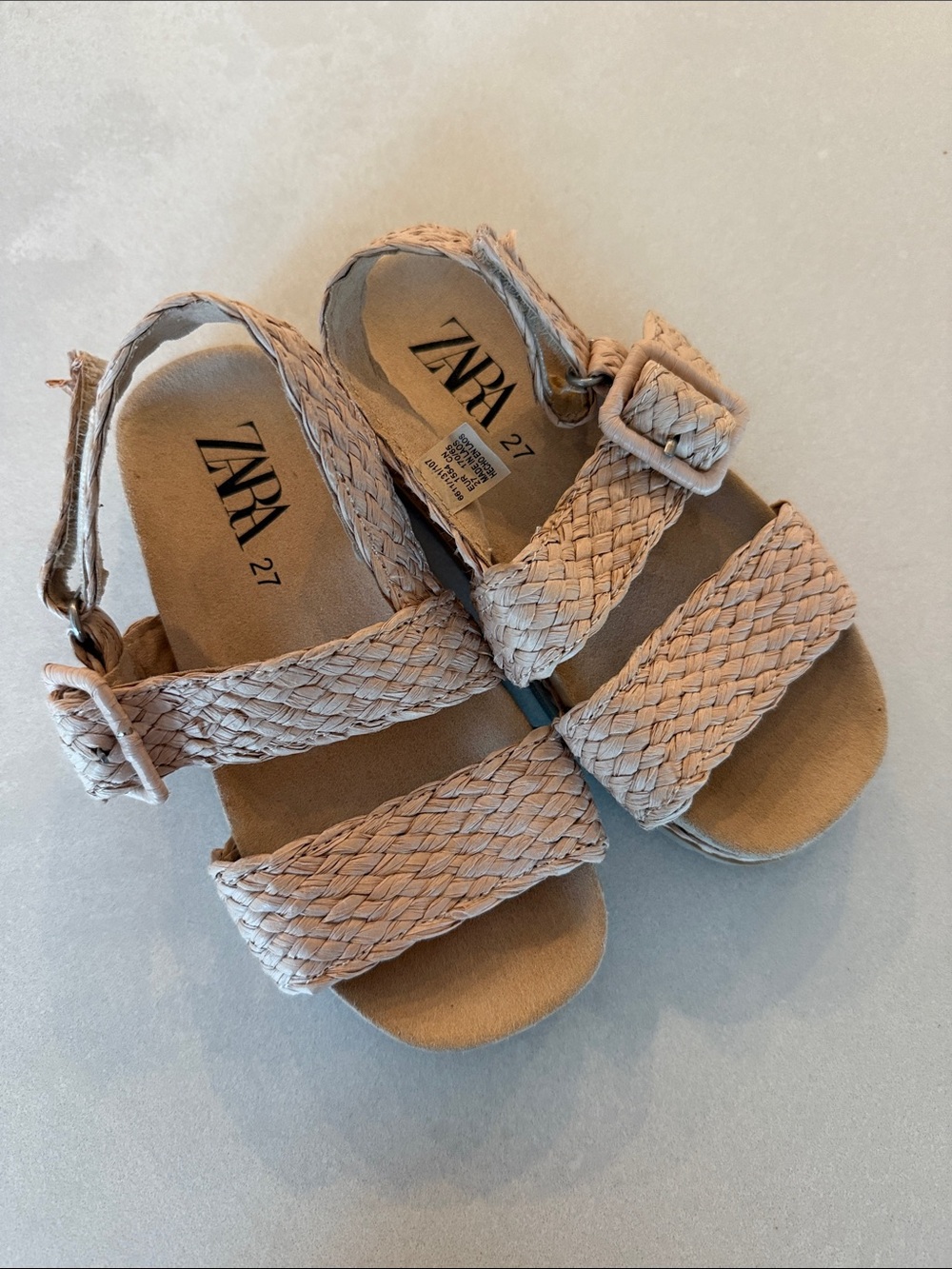 Zara Kids Light Beige Braided Strap Sandals